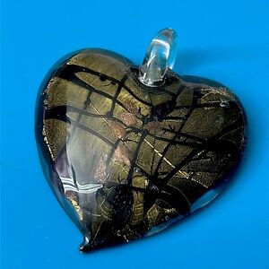 🖤Vtg Murano heart glass pendant